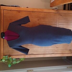 Philosophy Shortsleeve Striped Pullover Midi Dress